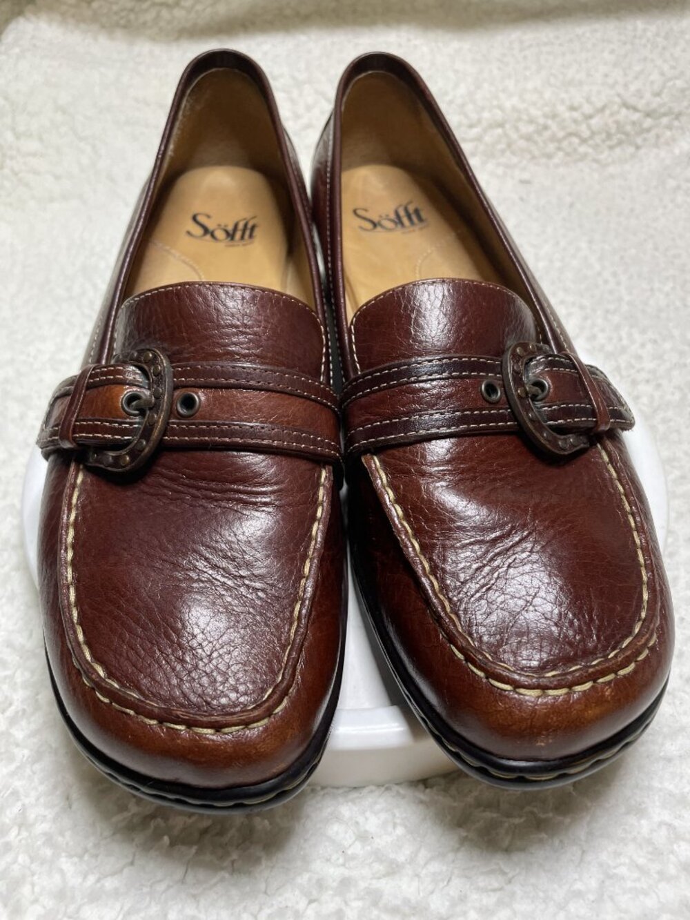 Sofft Women’s Casual Shoes Brown Slip On Sz 8M Buckle Cushioned Slip Resistant